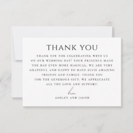 Elegant Wedding | Black & White Minimalist Classic Dankeskarte