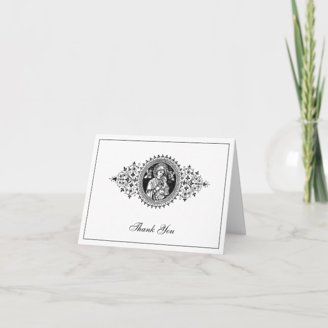 Elegant Wedding Black & White Religious Vielen Dan Dankeskarte (Vorderseite)