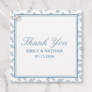Elegant Wedding Blue Garden Personalisiert Danke Geschenkanhänger
