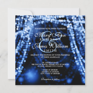 Elegant Wedding Blue String Lights Einladung