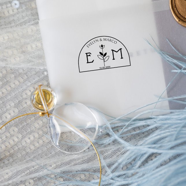 Elegant Wedding Blume Monogram Gummistempel (Von Creator hochgeladen)