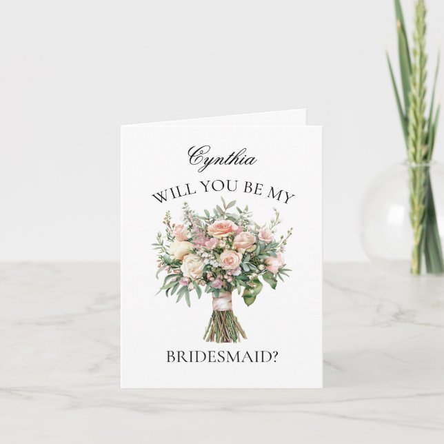 Elegant Wedding Bouquet Bridesmaid Vorschlag Einladung (Vorderseite)