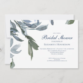 Elegant Wedding Brautparty Blue Floral Einladung