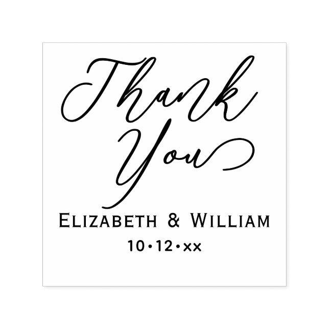Elegant Wedding Bride Groom Date Danke, #1 Permastempel (Design)