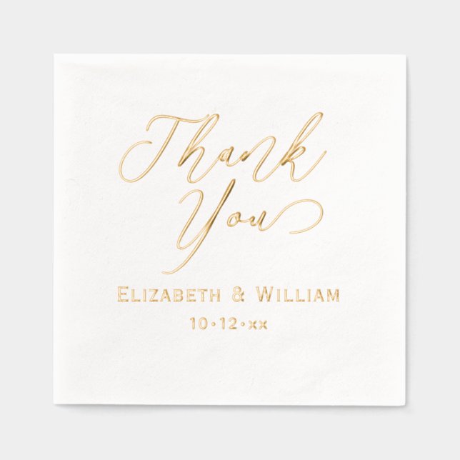 Elegant Wedding Bride Groom Date Danke, #1 Servietten Mit Folie (Vorderseite)