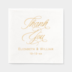 Elegant Wedding Bride Groom Date Danke, #2 Servietten Mit Folie