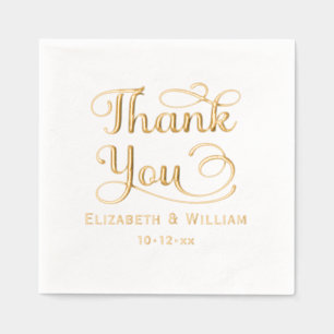 Elegant Wedding Bride Groom Date Danke, #3 Servietten Mit Folie