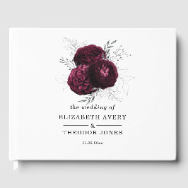 Elegant Wedding Burgundy Floral Guest Book Gästebuch