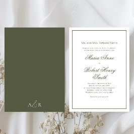 Elegant Wedding Calligraphy Script Green Einladung