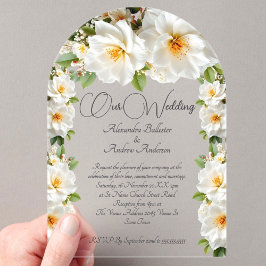 Elegant Wedding Camelias Weiße Gelbe Blumen Acryleinladungen