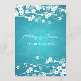 Elegant Wedding Cherry Blossom Blau Einladung