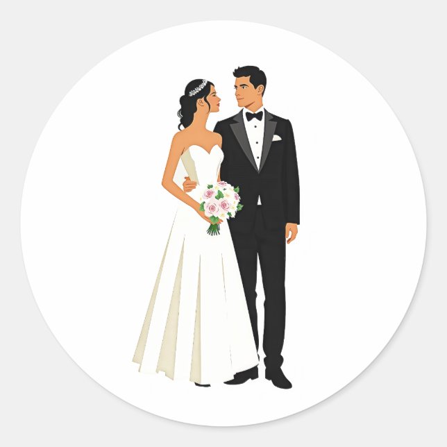 Elegant Wedding Couple Sticker (Vorderseite)