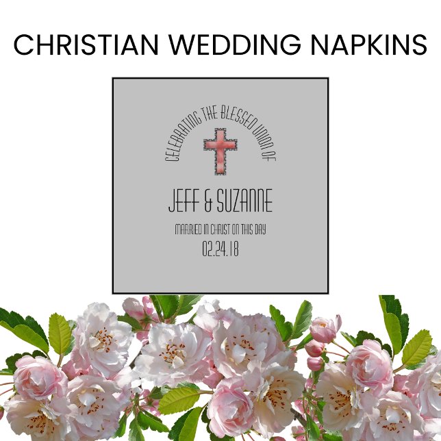 Elegant Wedding Cross Names Serviette (Von Creator hochgeladen)