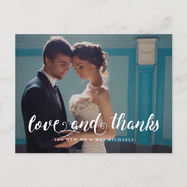 Elegant Wedding Dankeschön Foto Postcard Postkarte (Vorderseite)