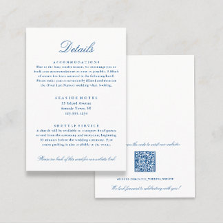 Elegant Wedding Details Hotel Info QR Code Begleitkarte