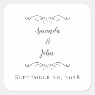 Elegant Wedding Envelope Gefallen Danke Gray Quadratischer Aufkleber
