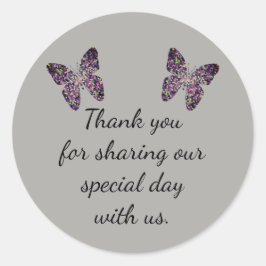 Elegant Wedding Favor Mosaic Butterflies Vielen Da Runder Aufkleber