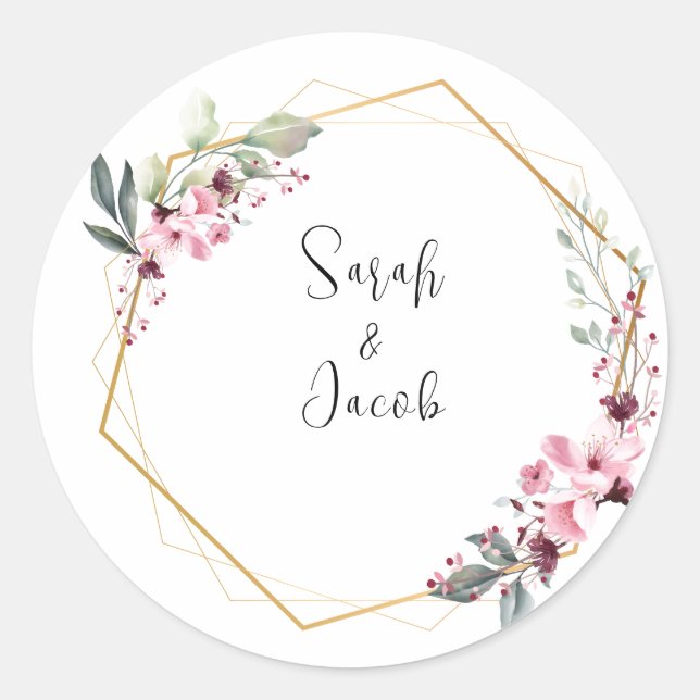 Elegant Wedding Favor Sticker (Vorderseite)