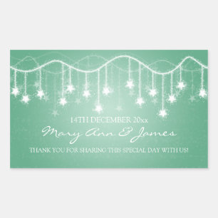 Elegant Wedding Favor Tag Shimmering Stars Mint Rechteckiger Aufkleber