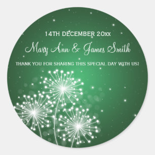 Elegant Wedding Favor Tag Sommer Sparkle Emerald Runder Aufkleber