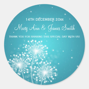 Elegant Wedding Favor Tag Sommer Sparkle Türkis Runder Aufkleber