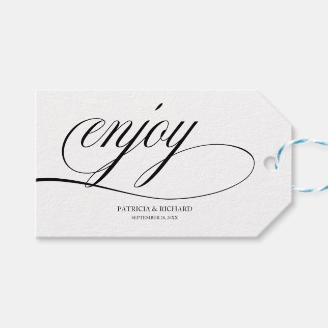 Elegant Wedding Favor Tags Geschenkanhänger (Vorderseite (Horizontal))