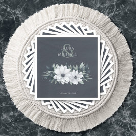 Elegant Wedding Floral Aquamarin Paper Napkin Serviette