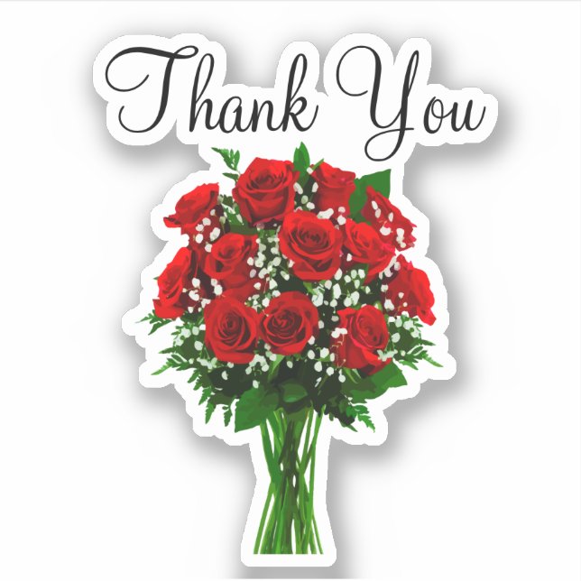Elegant Wedding Floral Danke Stickers Aufkleber (Vorderseite)