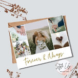 Elegant Wedding Foto Collage Danke Budget Postkarte<br><div class="desc">Teilen Sie fünf Ihrer Lieblings-Hochzeitstag Fotos mit diesen eleganten Forever und immer Skript Hochzeit danke Postkarten.</div>