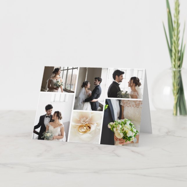 Elegant Wedding Foto Collage Vielen Dank Dankeskarte (Vorderseite)