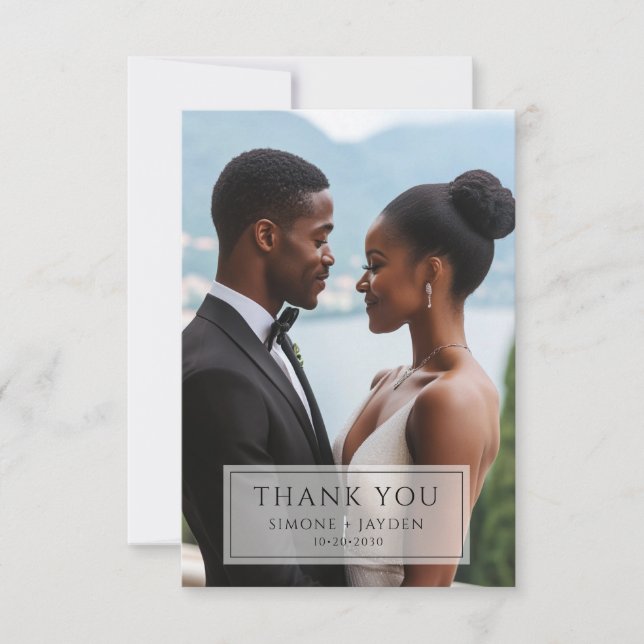 Elegant Wedding Foto Vielen Dank Dankeskarte (Vorderseite)