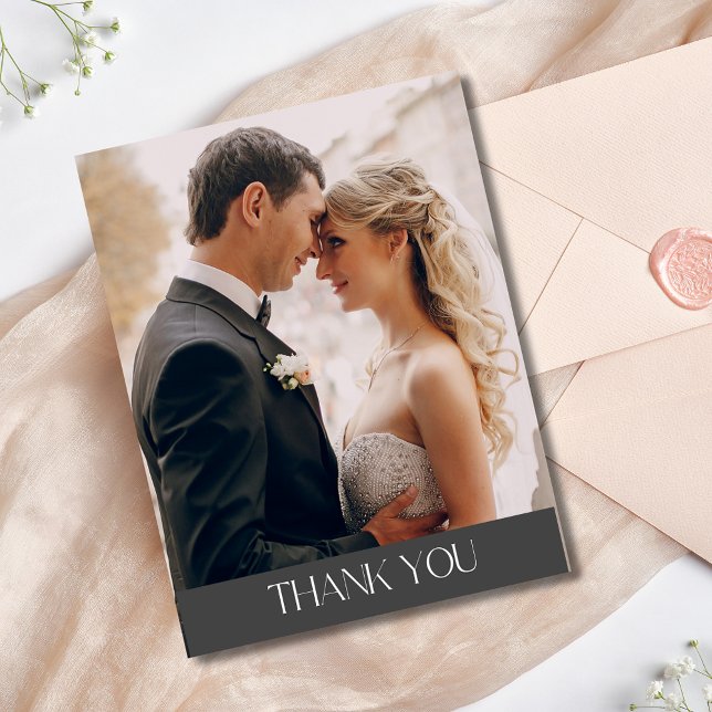 Elegant Wedding Foto Vielen Dank Postkarte (Elegant Wedding Photo Thank You Postcard)