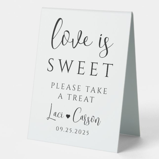 Elegant Wedding Fvor Sign - "Liebe ist süß" Tischaufsteller (Vorderseite)