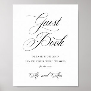 Elegant Wedding Gästebuchsign mit klassischer Schr Poster