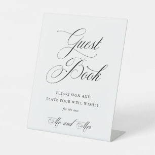 Elegant Wedding Gästebuchsign mit klassischer Schr Sockelschild