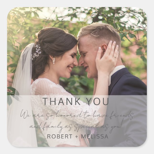 Elegant Wedding Gevor Vielen Dank Quadratischer Aufkleber (Vorderseite)