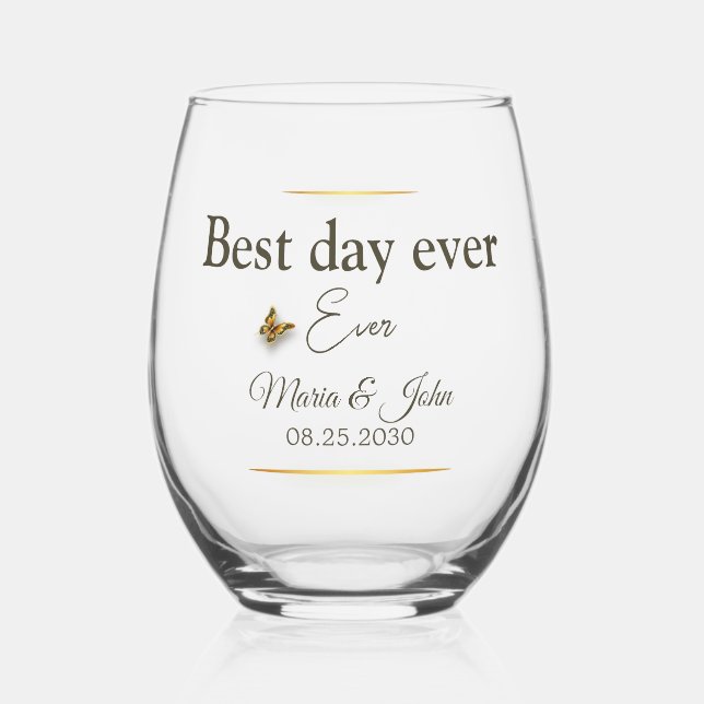 Elegant Wedding Glasses Weinglas Ohne Stiel (Vorderseite)