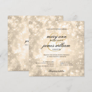 Elegant Wedding Gold Champagne Bokeh Einladung