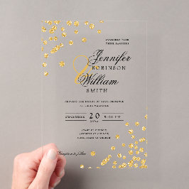 Elegant Wedding Gold Glitzer Confetti Themed Acryleinladungen