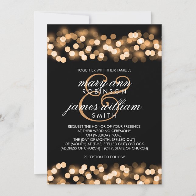 Elegant Wedding Gold Hollywood Glam Einladung (Vorderseite)