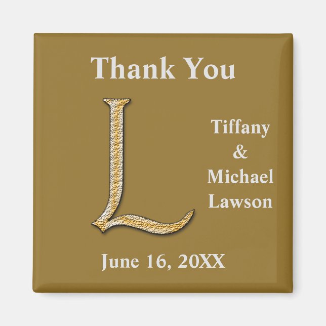 Elegant Wedding Gold Silver Letter L Monogram Magnet (Vorne)
