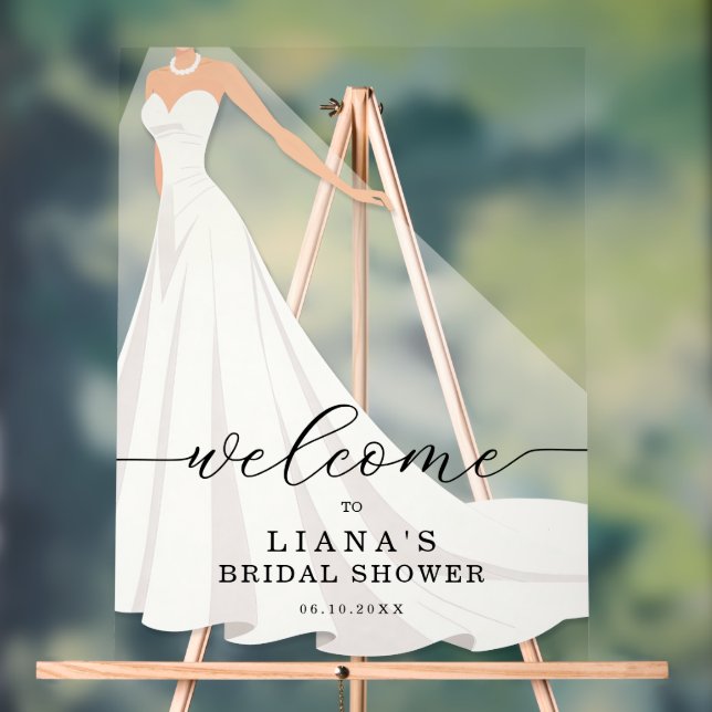 Elegant Wedding Gown Bridal Shower Welcome Acrylschild (Neutral)