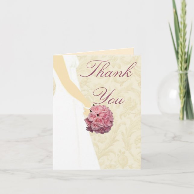 Elegant Wedding Gown Dankeschön Card Dankeskarte (Vorderseite)