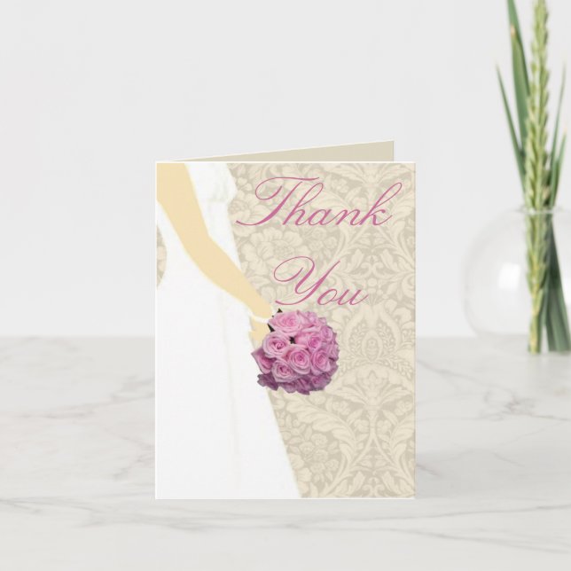 Elegant Wedding Gown Dankeschön Card Dankeskarte (Vorderseite)