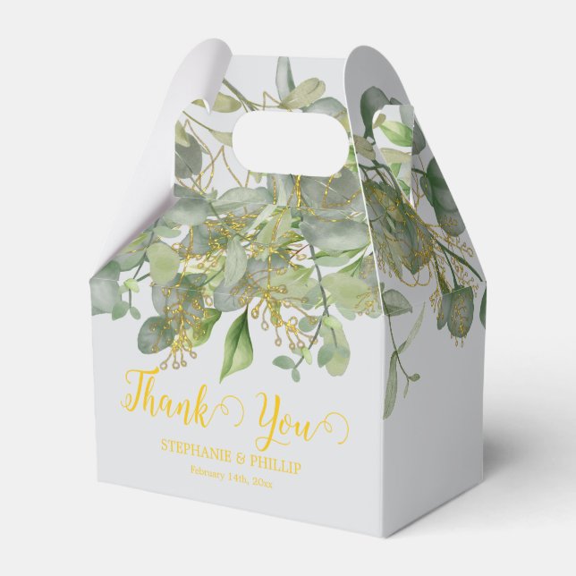 Elegant Wedding Green Eucalyptus Foliage Wedding Geschenkschachtel (Vorderseite)