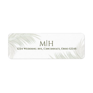 Elegant Wedding Green Monogram Palm Blätter