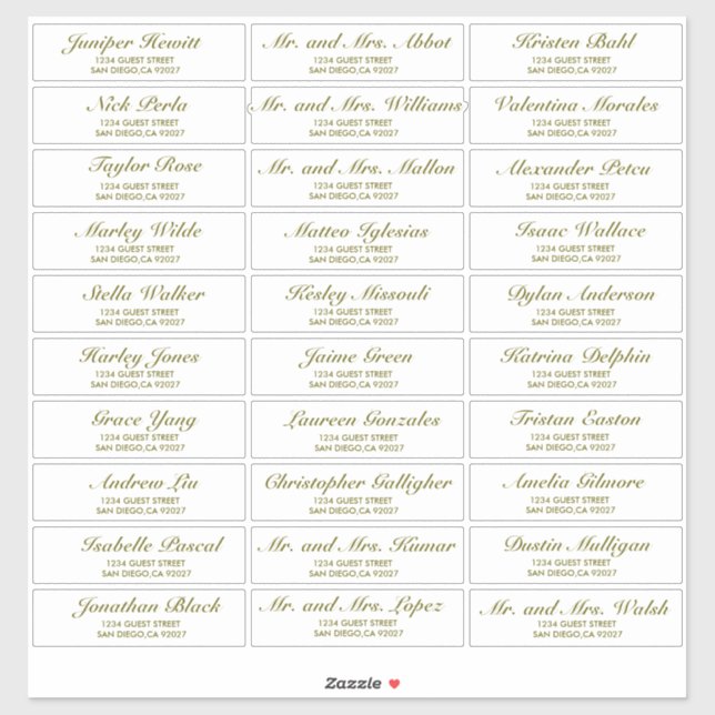Elegant Wedding Guest Address Labels (Blatt)