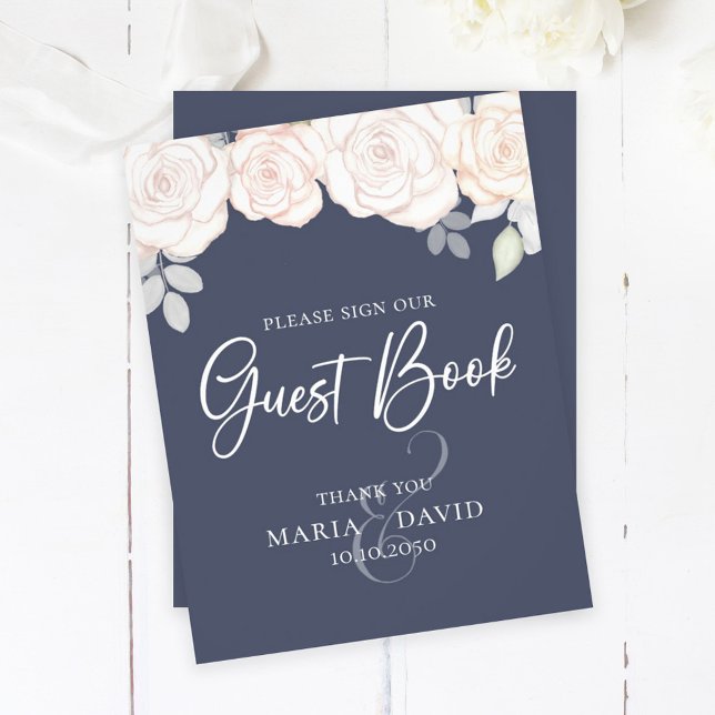 Elegant Wedding Guest Book Sign Slate Blue Flyer (Von Creator hochgeladen)