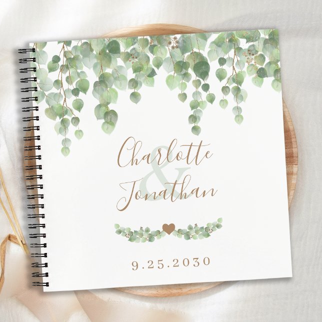 Elegant Wedding Guestbook Greenery Gold Eucalyptus Notizbuch (Von Creator hochgeladen)