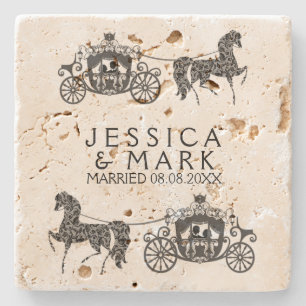 Elegant Wedding Horse & Carriage Steinuntersetzer